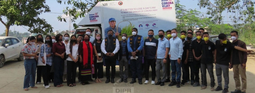 AIF Country Director Mathew Joseph, DC Mon Thavaseelan K and others at the launch of Mission Corona Vijay in Mon on October 25. (DIPR Photo)